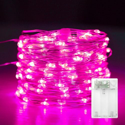 Kaleora LED Lichterkette Rosa, 3M 30 LED Kupferdraht Lichterkette Batteriebetrieben, Micro Lichterketten für Valentinstag, Weihnachten, Zimmer, Hochzeit, Jahrestage, Party, Innen Deko