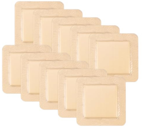 10 Pcs Silikonschaumverband, 7.5x7.5cm Dekubitus Pflaster Schaumverband Selbstklebend, Selbstklebender Wasserdichter Atmungsaktiv für Wundschutz Täglichen Gebrauch Leichte Wunden