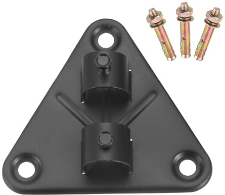 sourcing map Wall Mounting Fan Bracket Triangle Plate - Heavy Duty Solid Steel Universal Commercial Fans Wall Mount Holder with Screws, for Garage/Patios/Indoor/Outdoor, Black