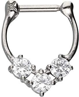 PIERCINGLINE Chirurgenstahl Clicker | Piercing für Septum Tragus Helix | Design | Farbauswahl | 3 Kristalle