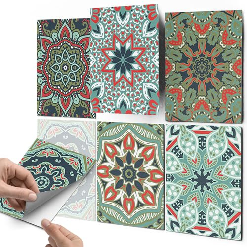 CREATISTO Fliesenaufkleber Fliesenfolie Mosaikfliesen - Selbstklebende Fliesen Folie I Stickerfliesen - Mosaikfliesen für Küche, Bad, WC Bordüre (20x25 cm I 18 -Teilig)