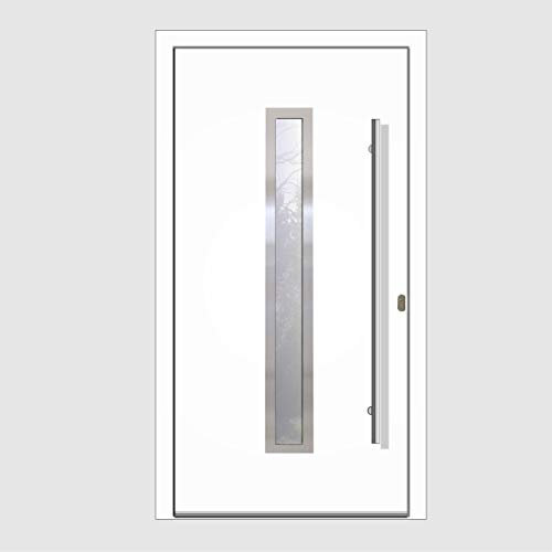 Haustür Welthaus WH75 RC2 Premiumtür Aluminium mit Kunststoff LA211 Tür 1100x2100mm DIN Rechts Farbe aussen weiß Innen weiß außengriff BGR1400 innendrucker M45 Zylinder 5 Schlüßel