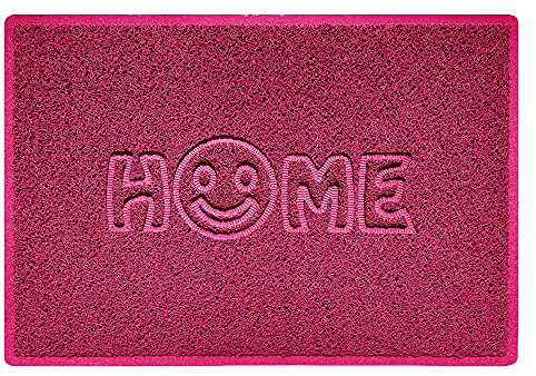 Nicoman SMILEY FACE Embossed Shape Door Mat Dirt-Trapper Washable Barrier Doormat-(Use Indoor or Sheltered Outdoor)-(90x60cm/3x2ft,Large) Pink