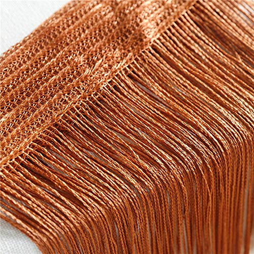 GLITZFAS Vorhänge 100 x 200 cm Fadengardine Fadenvorhang Wandvorhang Schaufensterdekoration, Dekorative Gardine Raumteiler Fliegenschutz für Hochzeit, Café, Restaurant (Brown)