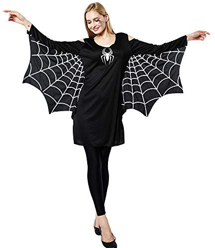 EraSpooky Damen Spinne Kostüm Faschingskostüme Cosplay Halloween Party Karneval Fastnacht Kleid für Erwachsene