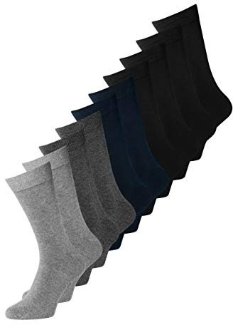 JACK & JONES 10-er Set Socken Schwarz Dunkelblau Grau Mix Größe 41-46