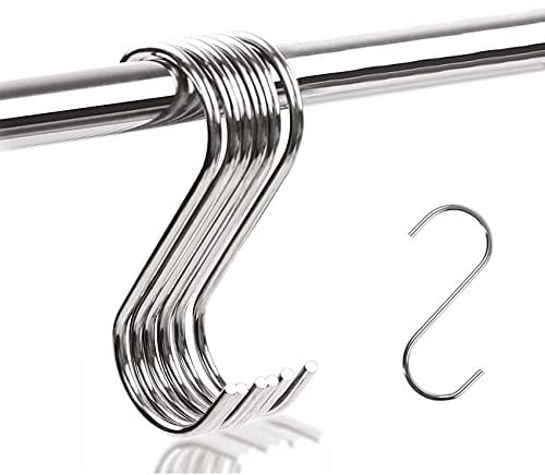 JeoPoom Ganci a S Cucina in Acciaio Inox Appesi Ganci Attaccapanni Forma di S Multifunzionale per Bagno Camera da Letto Ufficio Ganci per Utensili Cucina(10 Pezzi,5.5 * 4cm)