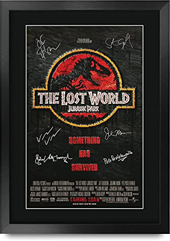 HWC Trading FR A3 Jurassic Park 2 Geschenke, gedrucktes Poster, signiertes Autogrammbild für Film-Erinnerungsstücke, A3, gerahmt