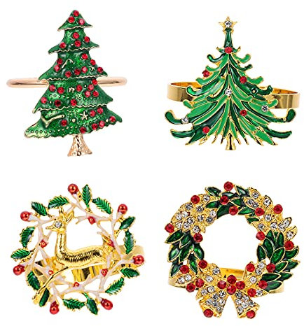IMIKEYA 4stücke Weihnachts-servietten-schnallen Weihnachtliche Serviettenhalter Für Tischdeko Festive Party-Dekoration Servietten-Ornamente Für Feiertage
