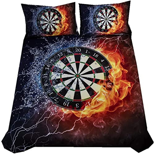 XXXXAWA Bettwäsche 200x200, Dart-Anzeigetafel für Kinder Weiche GebüRstet Mikrofaser Bettzeug Set, Bettbezug + 2 Kissenbezug 80x80 cm mit ReißVerschluss