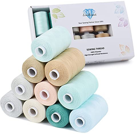 Simthread Allzweck-Nähgarn, 10 Spulen Größe 40D/2 Polyester-Nähgarn zum Nähen, Quilten für die Nähmaschine - Praktische Polyester-Nähgarne für die Nähmaschine, je Spule 1000 Yards Macaron-Farbserie