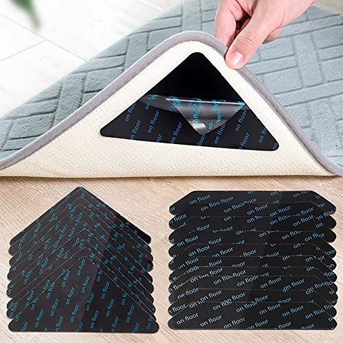 Teppich Antirutschmatte Antirutschunterlage Wiederverwendbarer Dreieck Trapezförmige Teppich Pad für Teppiche 20 Stück Schwarz