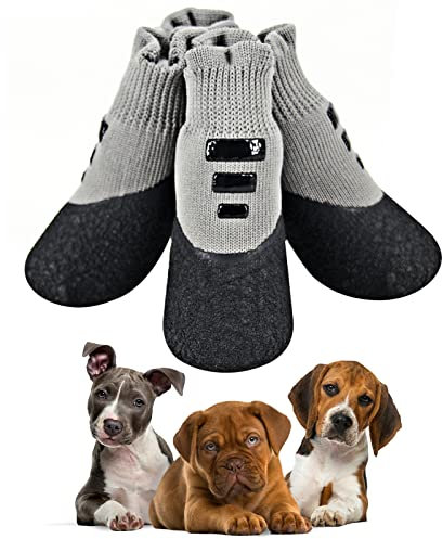 Avaner 4 Stücke Hundeschuhe Pfotenschutz Rutschfeste Hundesocken Dehnbare Hunde Schuhe Weiche Outdoor Sport Hundeschuhe Hundestiefel Wasserdichte Antirutschsocken für kleine mittelgroße Hunde Haustier