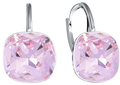 Damen Hängen Ohrringe Silber 925 mit Marken Kristalle Zirkonia - Schmuck Echt Silberne Hängende Ohrhanger für Frauen und Mädchen - Hängeohrringe Ideal Geschenk (Light Rose)