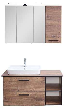 Pelipal Quickset 374 Badmöbel-Set, Holzwerkstoff, Eiche Ribbeck quer NB, 200x105x44,5 cm