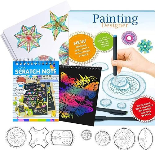 Harxin Zeichnungs Blumen Lineal Spielzeug Set,Design Kreative Pädagogisches Spielzeug,DIY Malerei,Geeignet für Erwachsene und Kinder (Spiral Designer)
