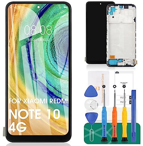 SRJTEK para Xiaomi Redmi Note 10 Pantalla de Repuesto para Redmi Note 10s 4G Pantalla LCD para Xiaomi Redmi Note 10 Kit de reparación de Montaje digitalizador de Pantalla táctil (con Marco, Negro)