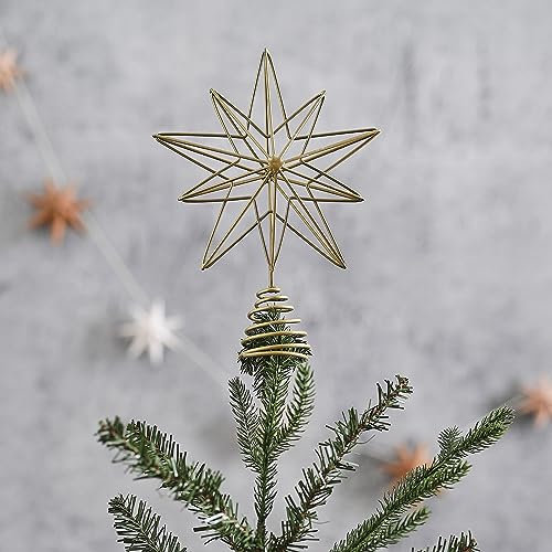 Ginger Ray Puntale decorativo per albero di Natale a forma di stella in filo metallico dorato