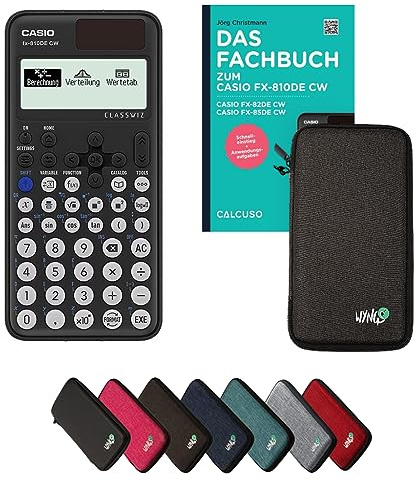Casio fx-810DE CW inkl. Schutztasche Dunkelgrau & Fachbuch (96 Seiten, DIN A5) – Wissenschaftlicher Rechner – Smart Set