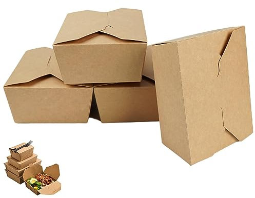 Contenedores de Comida Para Llevar 650ml-480uds,Envasado de Cartón para Alimentos,Cajas de Cartón para Comida,Cartón de Sopa,Contenedores de Ensalada de Papel Kraft,Envases Take Away