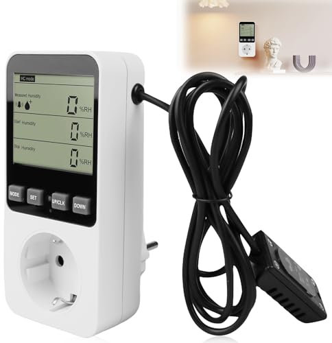 Termostato igrostato da 230 V, con schermo LCD, regolatore di umidità digitale, regolatore di temperatura per serra, acquario, terrario, rettili