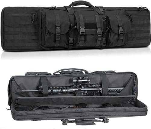 SJASD Futteral Langwaffen Waffentasche,Waffenkoffer für Langwaffen,Pistolen- und Magazin-Aufbewahrungsrucksack,Waffentragetasche, Schießtaschen für Gewehre,Jagdgewehrkoffer (Size:118cm,Color:Schwarz)