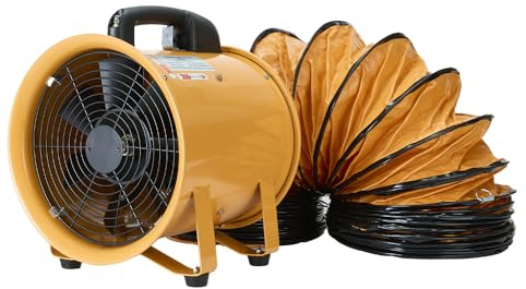 ONNAO Utility Blower Fan 8 inch Ventilator Blower 3300RPM Extractor Fan Blower Industrial 1500 m3/h High Velocity Portable Ventilation Fan with 16 ft Flexible Duct Hose