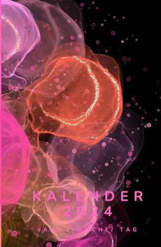 KALENDER 2024 - Jahr Woche Tag: farbintensive pinker Farbkleckse - innen minimalistisch Design - DIN A5 - Wochenkalender & Tagesplaner mit 2 Tagen auf ... Jahresübersicht 2024 & 2024 sowie Kontakten