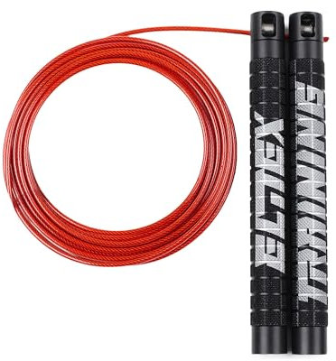 Elitex Training Comba Rápida para Saltar en CrossTraining, Fitness, Boxeo, Gym y MMA, Rodamientos Profesionales para Hombres y Mujeres (Negro Rojo)