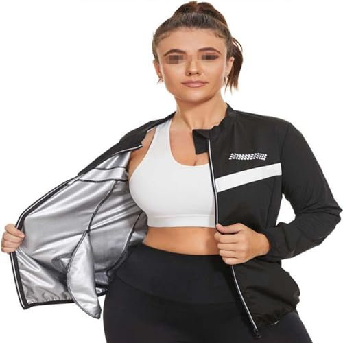 Weyot Tuta Sauna Dimagrante Donna, Maglia Sauna Snellente Sudorazione Anticellulite Sportivi Fitness Manica Lunga Tuta per Sudare Palestra Allenamento Top,M,Black