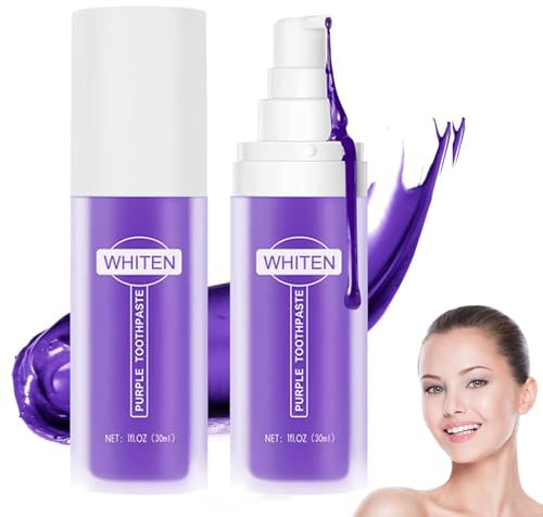 Uirheurd 2PcsTeeth Whitening Dentifricio Purple Toothpaste Viola Purple Teeth Whitening Dentifricio Dentifricio Sbiancante Whitening Dentifricio Sbiancante Per Denti Sensibili