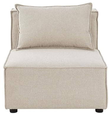 Juskys Mittelsofa Domas - modulares Sofa in Stoff Beige - Wohnzimmer Couch mit Kissen - Modulsofa 130 kg belastbar - Sofagarnitur Wohnlandschaft