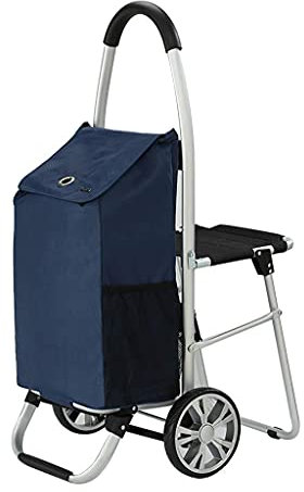 YAODCHU Carrello della Spesa, Porta Pieghevole per Uso Domestico per Anziani, Carrello della Spesa con Sedia della Spesa, Carrello con possibilità di sedersi