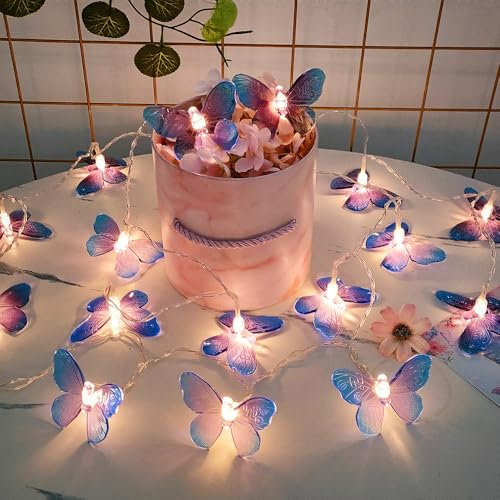 YATOSEEN Schmetterlings Lichterkette, 3M 20 LED Schmetterlings Lichterkette, Batterie oder USB Betriebene Lichter für Kinder im Innen- und Außenbereich, Beleuchtungsdekoration