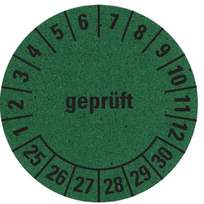 Dreifke® Prüfplakette geprüft 25-30, grün, Graspapier, selbstklebend, Ø 30mm, 500 Stk.