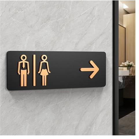 ZPFDSG Cartel Aseos Señalización de Inodoro, señales de baño for Hombres y Mujeres, WC, guía de baño público, Hotel a la Izquierda y Derecha, señal de Aviso de baño acrílico(Color:7,Size:30x10cm)