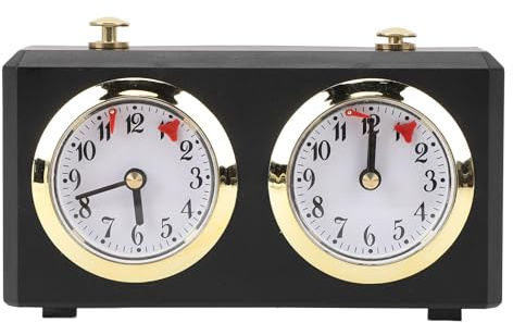 Analoge Schachuhr – keine Batterien erforderlich – professionelle Schachuhr zum Aufziehen mit großen Zifferblättern – Vintage-Design – (schwarz)