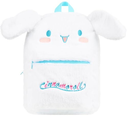 Hello Kitty Fluffy Girls Backpack Cute Plush Kawaii Rucksack Kids Teens Travel Fashion Daypack Bag, Anime Girls Gifts (White Cinnamoroll)