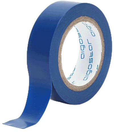 Blendend Cinta aislante de PVC, 0,13 mm de grosor, 17 mm de ancho, 10 m de longitud, azul, ideal para aislar y proteger conexiones eléctricas.