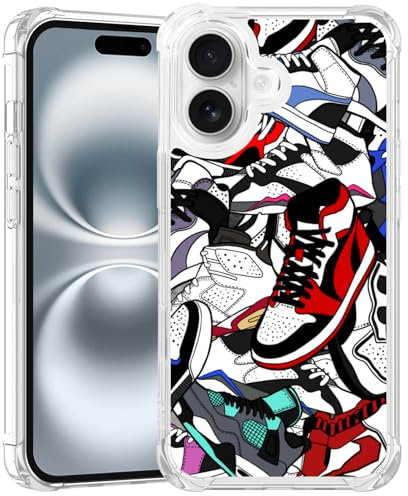 Axulimin Cool Shoe Clear Phone Case for iPhone 16 Case for Teen Boys Men Kids Boys -6.1Inch