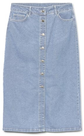 VERO Moda Damen Vmnatty 7/8 Button Skirt DNM Mix Noos Vmnatty 7/8 Button Skirt DNM Mix Noos (1er Pack)