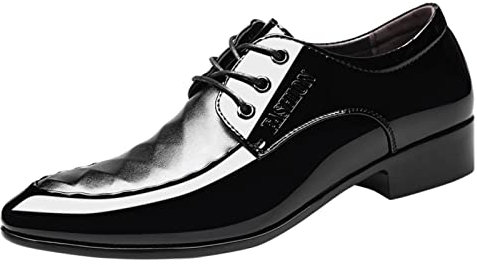 Zapatos de vestir para hombre, con cordones, zapatos de vestir formales de charol, zapatos clásicos Oxford, zapatos formales de cuero de negocios, elegantes zapatos de fiesta de noche para hombre,