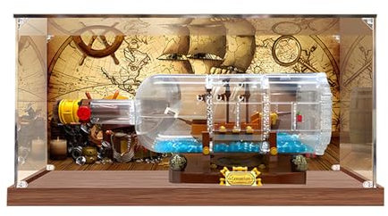 TRUSTFAR Acryl Staubdichte Vitrine Entworfen für LE-GO 92177 Schiffe in einer Flasche Baustein Modell, Transparente Box, Displaybox Kompatibel mit Le-go 92177. (Kein Modell) (Hintergrund)
