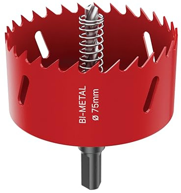DURI Bi-Metal Hole Saw with Arbor and Pilot Bit - Smooth Fast Cutting for Wood, Plywood, Plastic, Drywall, Thin Metal Sheets, and More | Ideal for Ceiling Light Installation and DIY Projects (75mm)