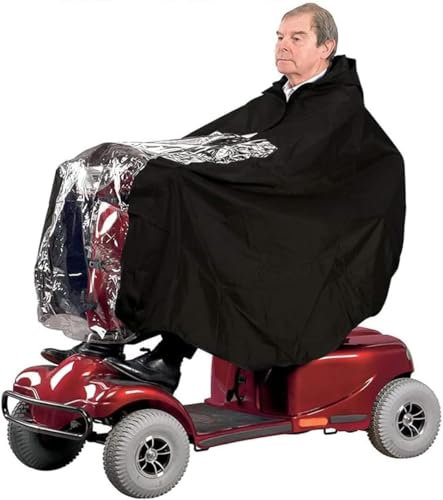 Regenschutz für Mobilitätsroller, Elektroroller, Regenponcho, 100% wasserdicht, mit reflektierenden Streifen, transparentes Panel, universell für alle Mobilitätsroller, Elektrofahrzeuge, Rollstühle