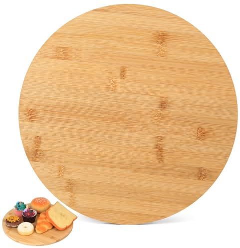 Wood Rotating Serving Trays, 11.8 Bamboo Serving Platter Plate, 360 Degree Rotation Round Wooden Boards for Serving Food, Wooden Lazy Susan Turntable for Dining Table Kitchen Appetizer Tea Trays