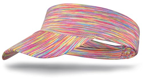 Topbuti Sun Visor Hat Women Men Stretch Headband Sport Wear Athletic Visors Cap for Tennis Golf Softball Running Beach Pool, Rainbow, One Size