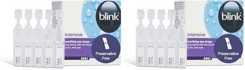 Blink Intensive Soothing Eye Drops, Relief from Dry Eyes - Long-Lasting Lubricating Eye Drops with Hyaluronic Acid, Suitable for Use with Contact Lenses, Refreshing Single Vials, 20 x 0.4 ml
