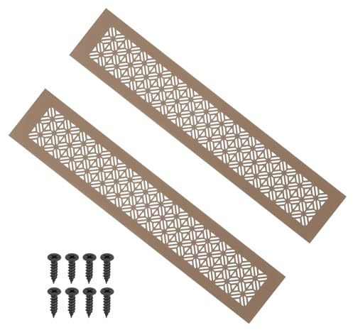 PATIKIL 16 x 3 Inch Door Air Vent Cover, 2 Pcs Heavy Duty Aluminum Grille Ventilation Cover Louvered with Mounting Screws for Cabinet Wardrobe Door, Brown