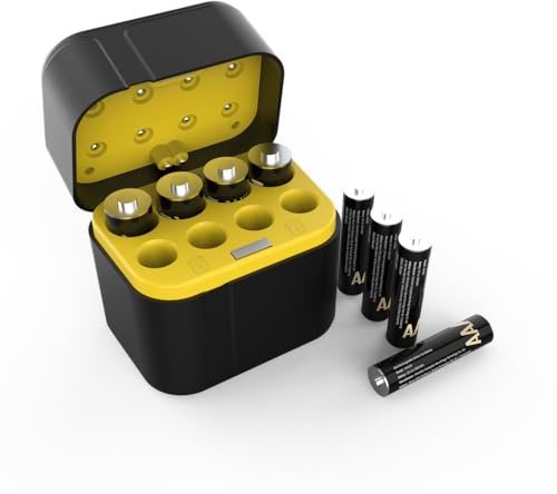 SURFOU Batterie ricaricabili al litio AAA confezione da 8 con caricabatterie, 1,5 V 1300 mWh ad alta capacità, fino a 1600 cicli di ricarica con scatola di immagazzinaggio, compatibile con telecamera